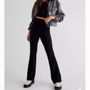 Free People Slim Pull-On Velvet Flare Pants